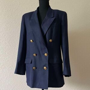 Liz Claiborne blazer jacket in royal blue, size 6P, gold buttons